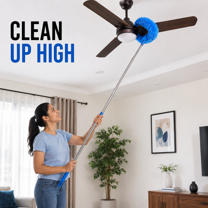 Fan Cleaner Brush with Extendable Long Rod | Microfiber Duster for Ceiling Fans, Blinds & Windows