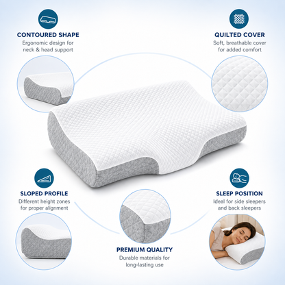 Orthopedic Neck Pillow for Pain Relief | Memory Foam Cervical Pillow for Better Sleep