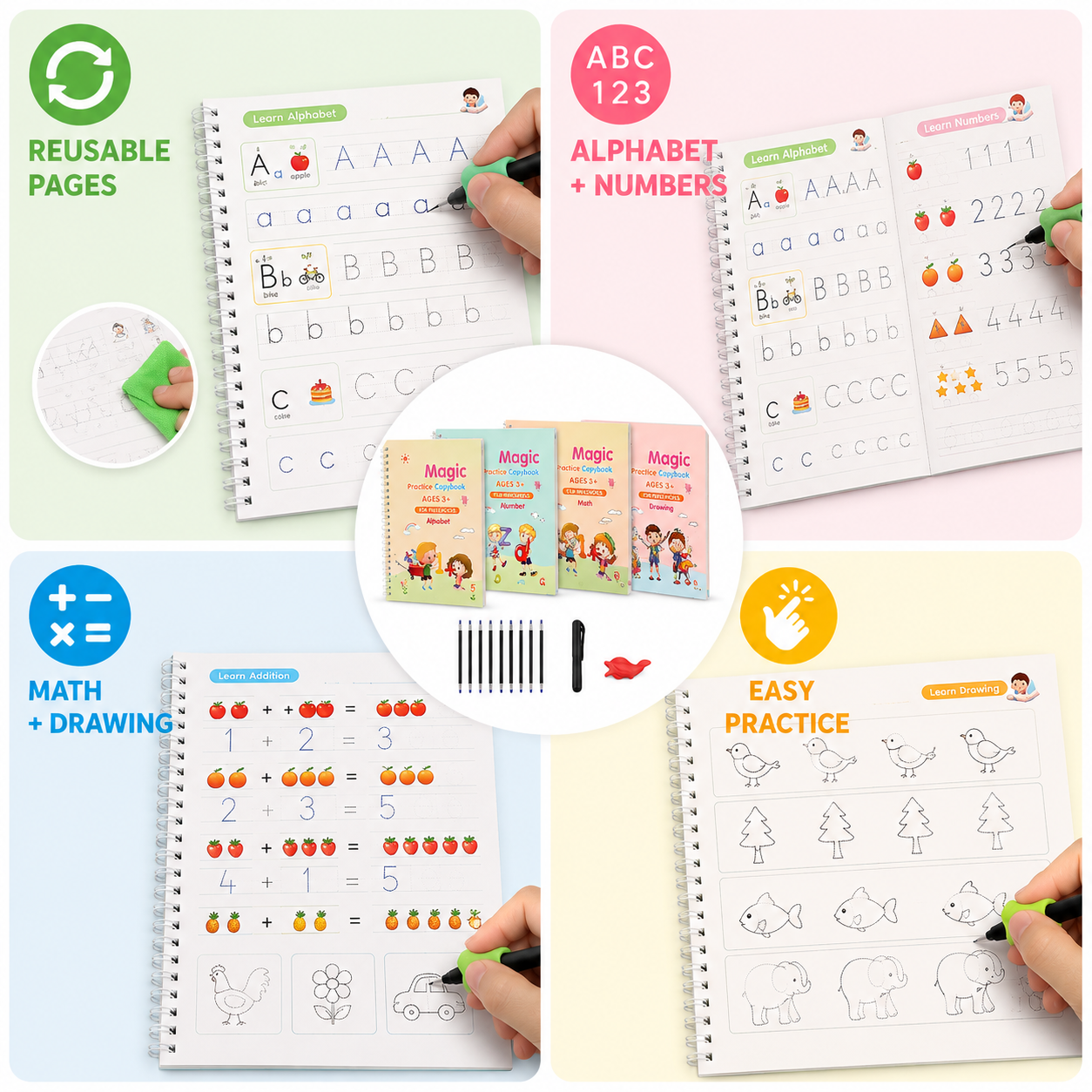 Magic Practice Copybook for Kids | Handwriting Learning Set