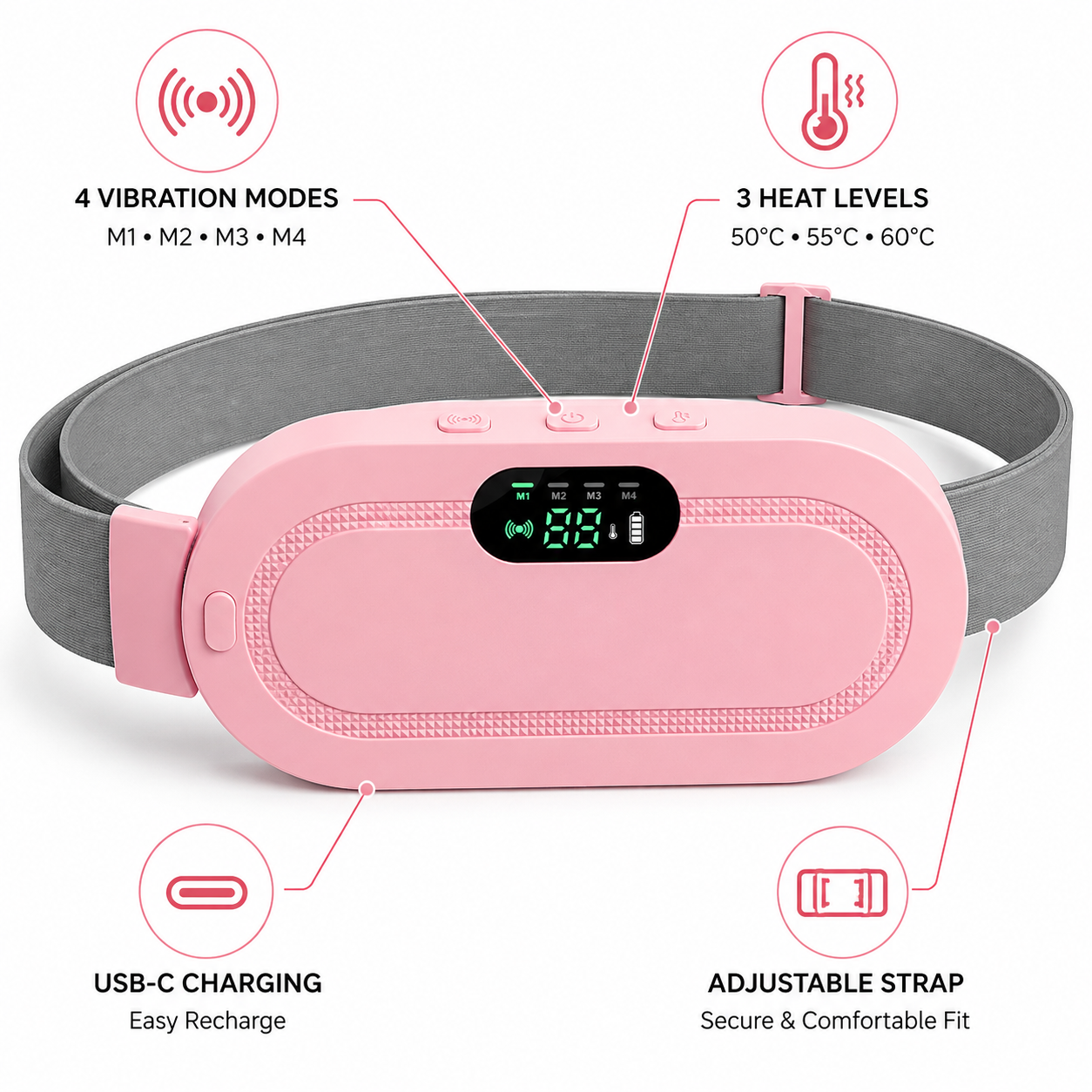 Cordless Heating Pad for Menstrual Cramps & Period Pain Relief