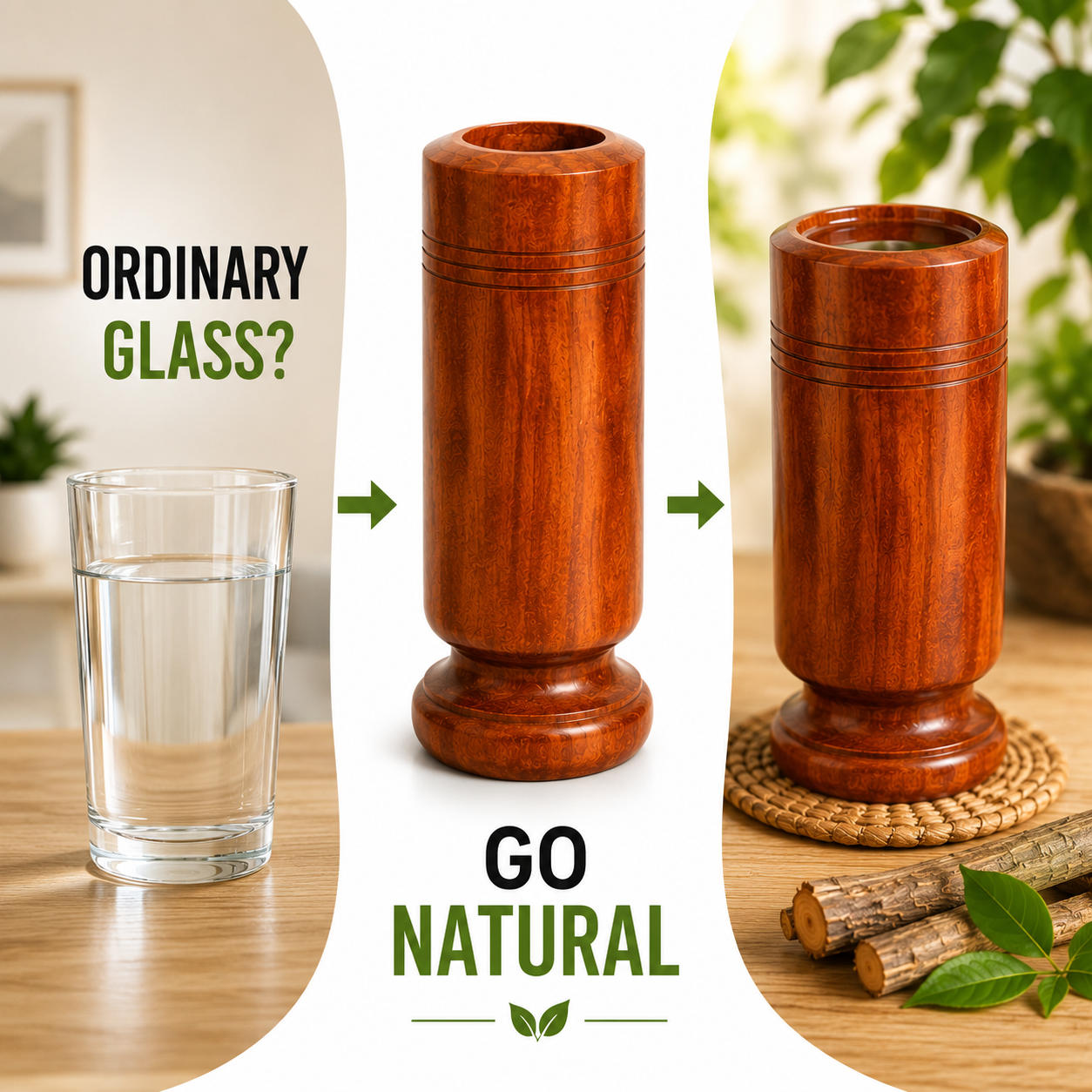 Natural Vijaysar Wooden Tumbler – Traditional Ayurvedic Wellness Cup