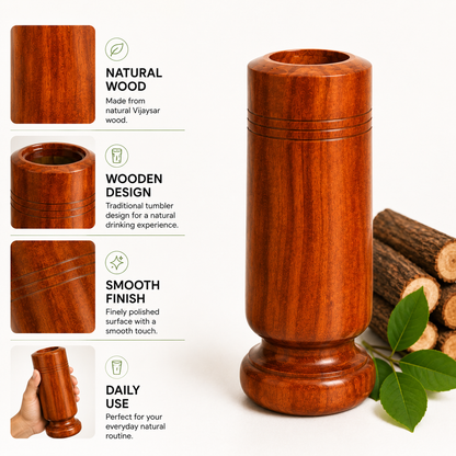 Natural Vijaysar Wooden Tumbler – Traditional Ayurvedic Wellness Cup